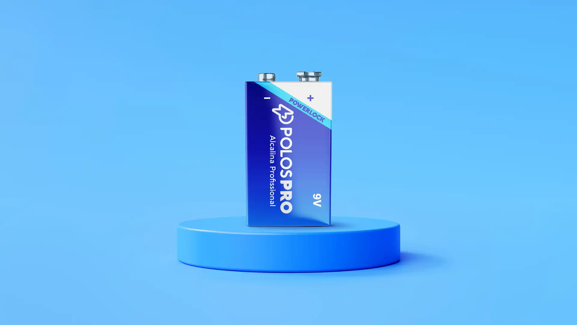 Mockup da embalagem da bateria 9V Polos Pro Alcalina