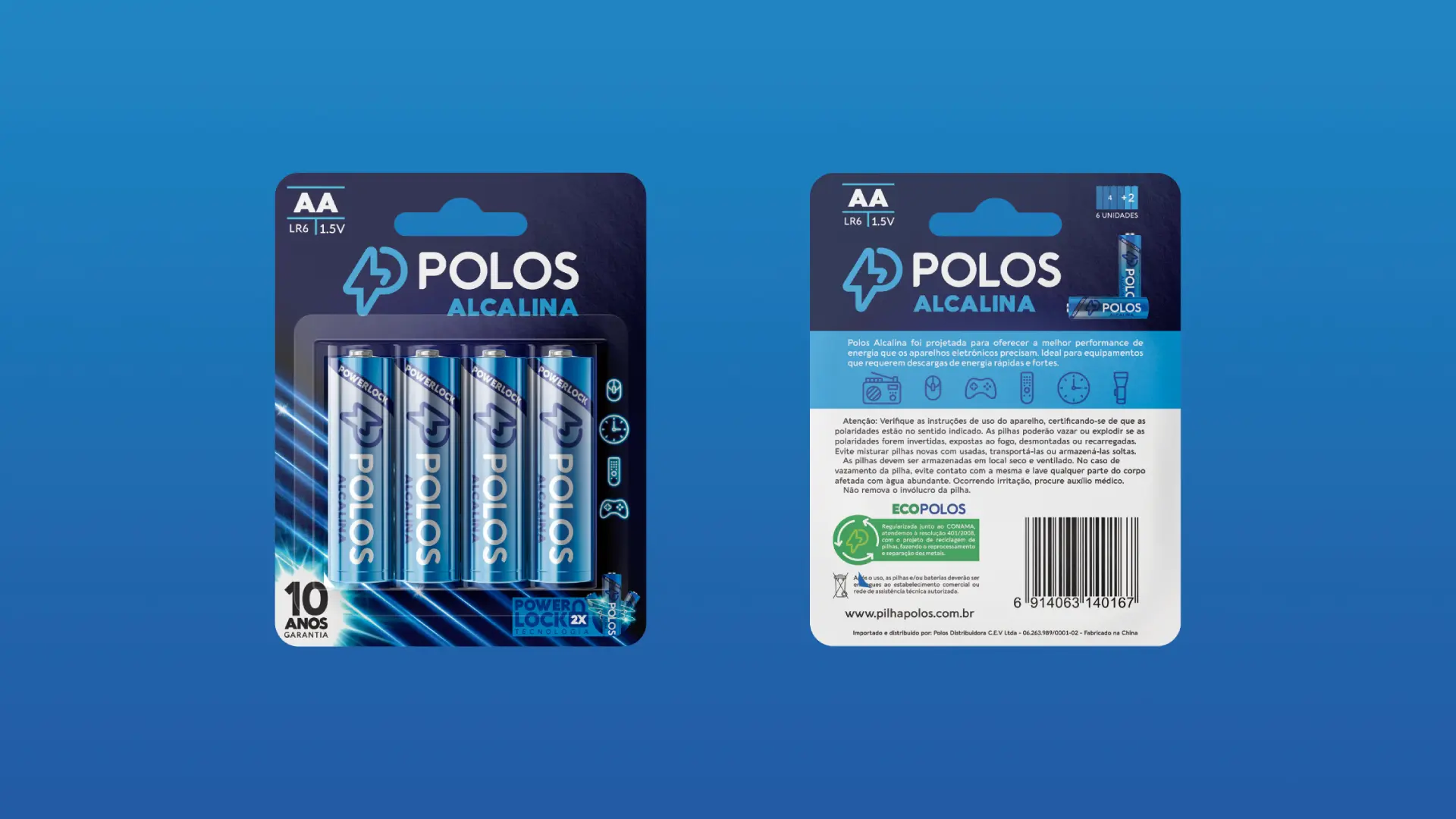 Mockup da embalagem da pilha AA Polos Alcalina
